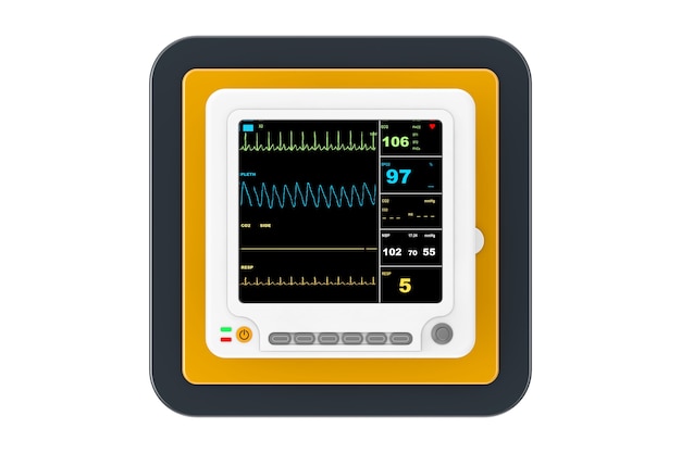 Foto gesundheitswesen tragbare herzüberwachungsgeräte als touchpoint-web-symbol-schaltfläche auf weißem hintergrund. 3d-rendering