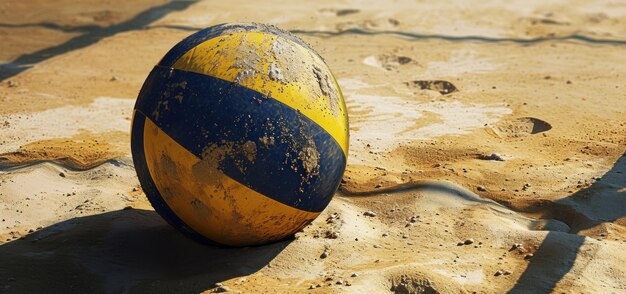 Foto getragener volleyball am sandstrand