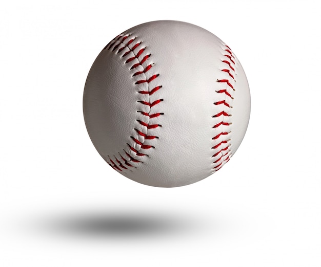 Getrennter Baseball auf dem weißen und roten Nähen.