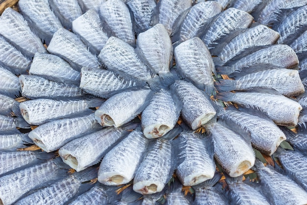 Getrocknete Fische des lokalen Lebensmittels auf freiem Markt