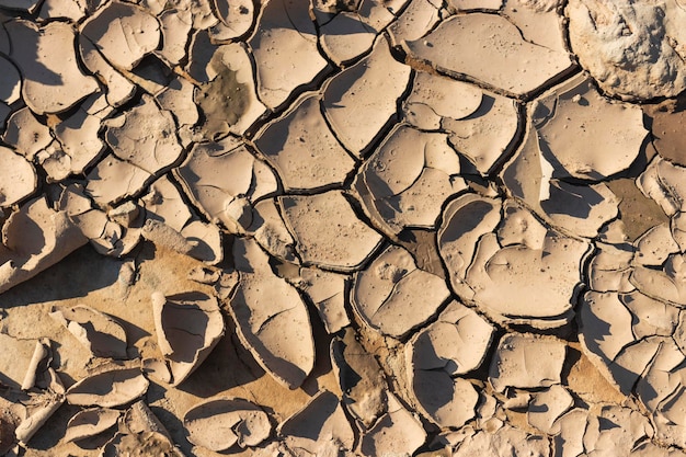 Getrocknete rissige Erde Bodentextur Hintergrund Mangel an fruchtbarem Boden Dürre Ernteprobleme