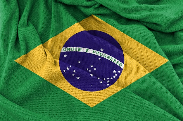 Foto gewebebeschaffenheit der brasilien-staatsflagge