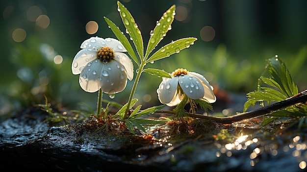 Gewebte Frühlingsblumen im Regenwald