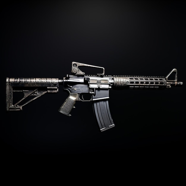 Gewehr AR15 dunkelgrauer Hintergrund
