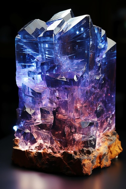 Gewittermuster im Inneren eines riesigen Saphir-Mineralexemplars, KI-generativ