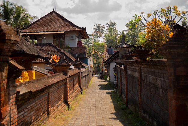 Gewöhnliche indonesische Straße im Dorf Ubud in Bali