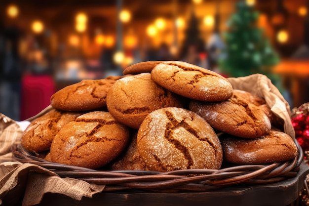 Gewürz-Zimt-Kekse Braune runde weiche Kekse Ingwer-Melasse-Kekse Weihnachts-Ginger-Snap