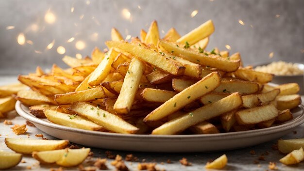 Gewürzte Pommes frites auf einem Tisch