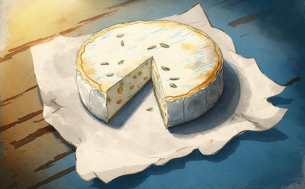 Gezeichnete Camembert-Aquarell-Käse-Illustrationen werden generiert