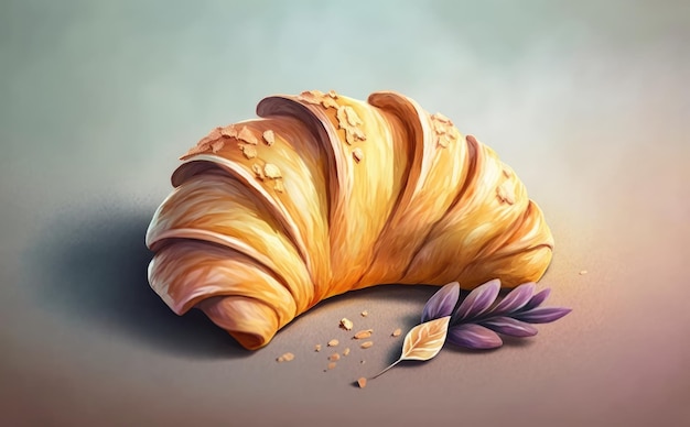 gezeichnetes Croissant auf weißem Hintergrund Aquarell Gebäck Bio-Lebensmittel Illustrationen ai generiert