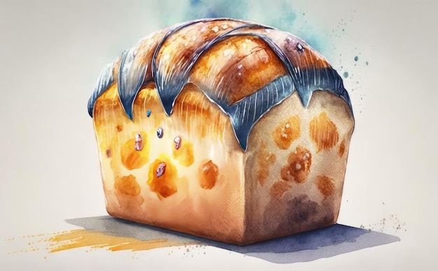 gezeichnetes handgemachtes brot aquarell gebackenes gebäck bio-lebensmittel illustrationen ai generiert