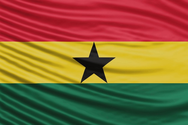 Ghana Flag Wave Close Up, Hintergrund der Nationalflagge