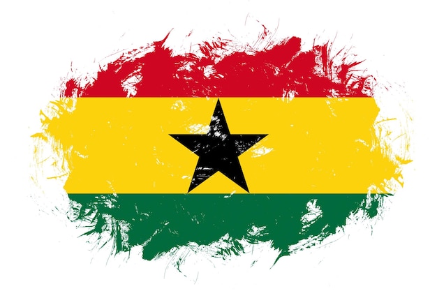 Ghana-Flagge auf abstraktem Strichbürstenhintergrund