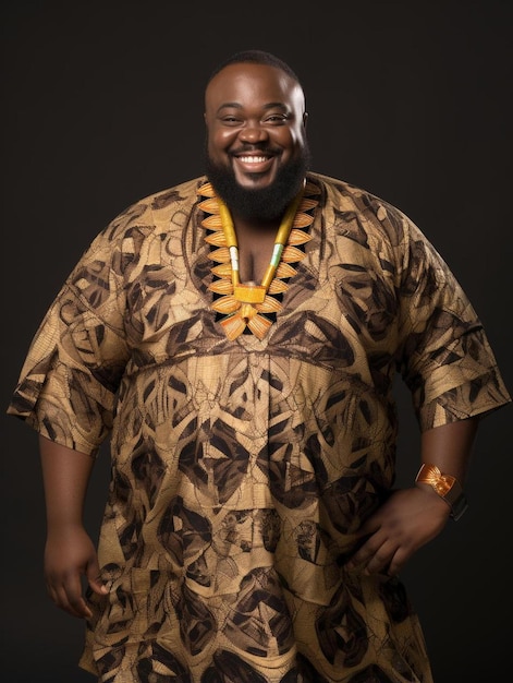 Ghanaian plus size homem adulto de meia-idade