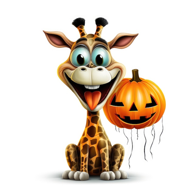 Ghoulish Giraffe Gruseliger Halloween-Cartoon auf weißem Hintergrund