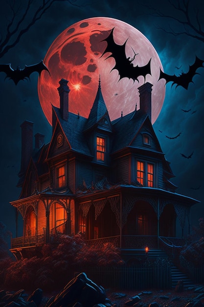 Ghoulish Night Abode Halloween-Haus-Illustration