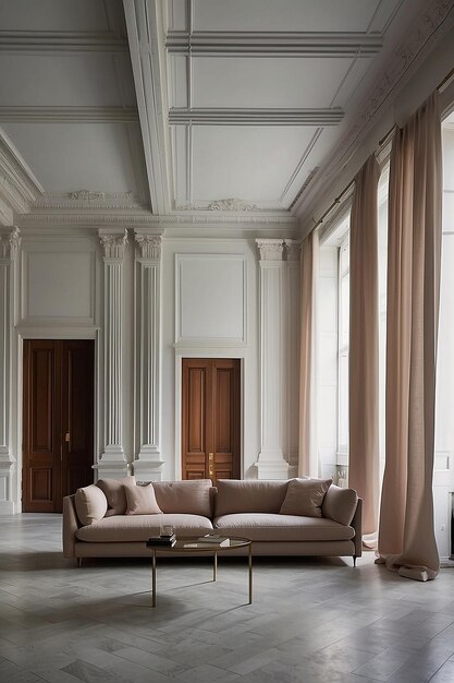 Giancarlo Valle inspirierte Wohnzimmer Minimal Eleganz mit ionischen Säulen