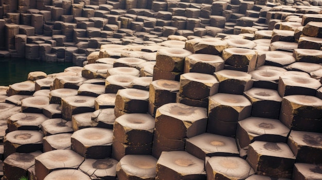 Giant s Causeway, Nordirland, sechseckige Basaltsäulen, erstellt mit generativer KI-Technologie