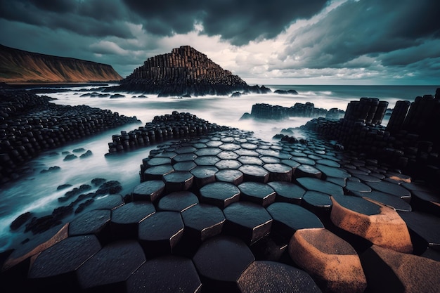 Giants Causeway Hexagon Basaltfelsen auf dem Meer