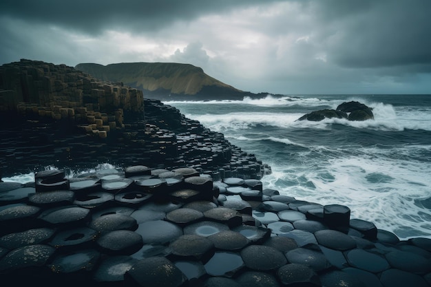 Giants Causeway Hexagon Basaltfelsen auf dem Meer