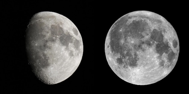 Gibbous und Vollmond