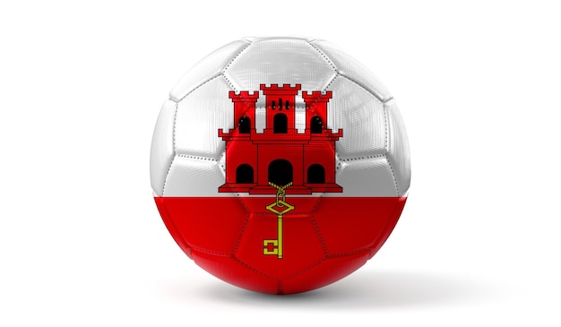 Giblartar Nationalflagge auf Fußball 3D-Darstellung