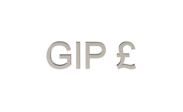 Gibraltar-Pfund GIP-Währungssymbol von Gibraltar in metallischem Silber