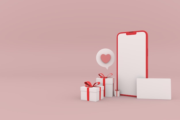 Giftbox Bonuskarte Mobile Mock-up Render 3d