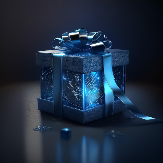 Giftbox brilhante decorado azul
