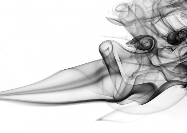 Giftige Bewegungszusammenfassung auf weißem Hintergrund, schwarzer Rauch auf Weiß