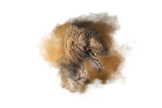 Giganotosaurus Dinosaurier auf Rauchhintergrund