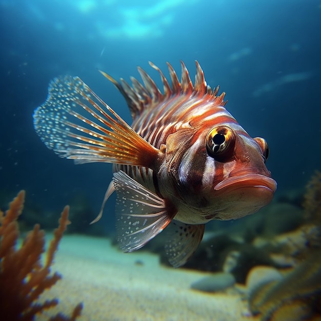 Gigante leão vermelho perigo imagens de peixes venenosos Generative AI