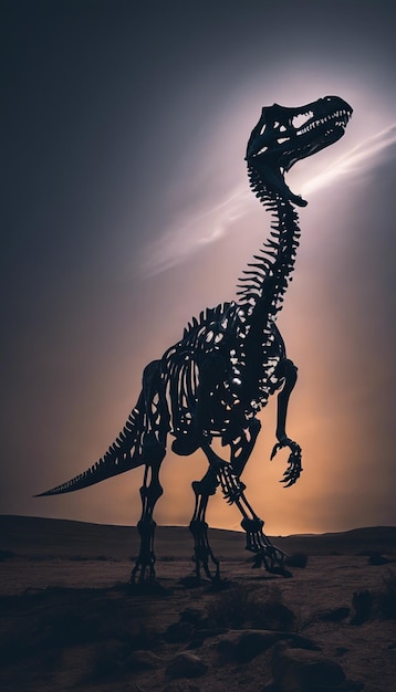 Foto gigantes brilhantes o mundo luminescente dos esqueletos de dinossauros