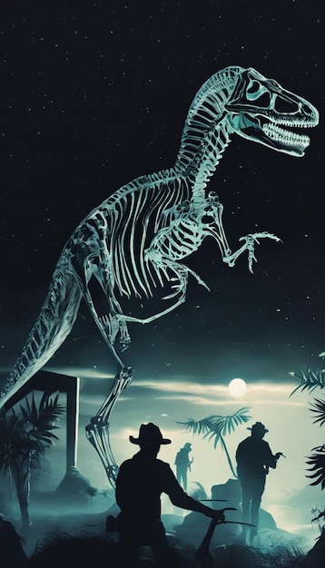 Foto gigantes brilhantes o mundo luminescente dos esqueletos de dinossauros