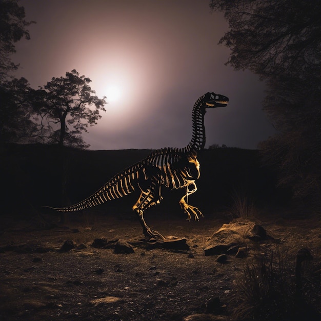 Foto gigantes brilhantes o mundo luminescente dos esqueletos de dinossauros