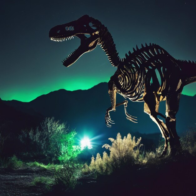 Foto gigantes brillantes el mundo luminescente de los esqueletos de los dinosaurios