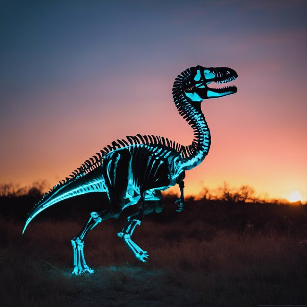 Foto gigantes brillantes el mundo luminescente de los esqueletos de los dinosaurios