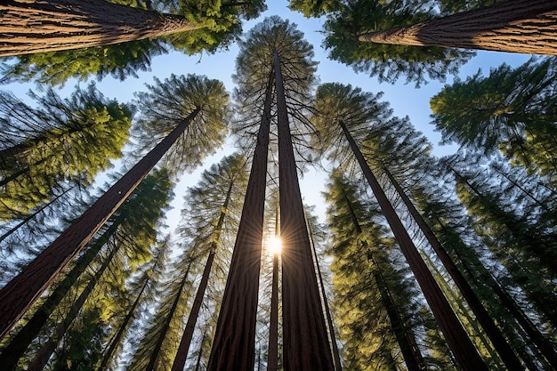 Foto gigantes da floresta erguendo árvores do tempo