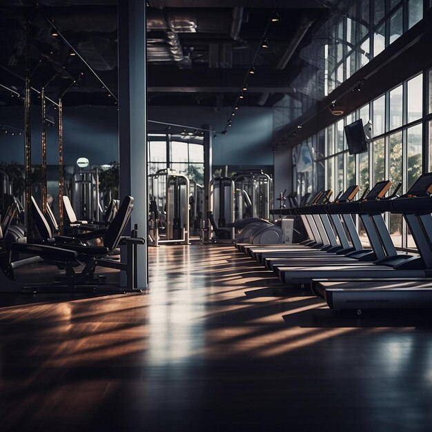 Foto un gimnasio con un banco y un letrero que dice gimnasio