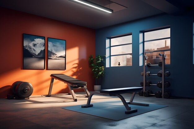 Foto un gimnasio casero contemporáneo