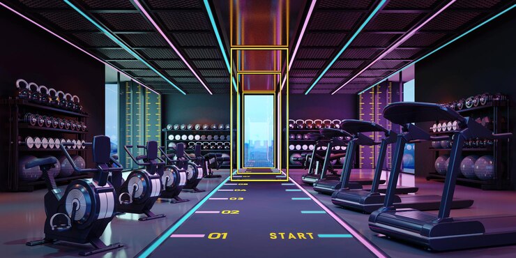 Gimnasio club de fitness con luz de neón