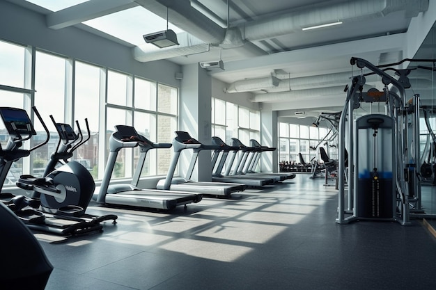 Un gimnasio con un gimnasio y un letrero que dice gimnasio en el suelo