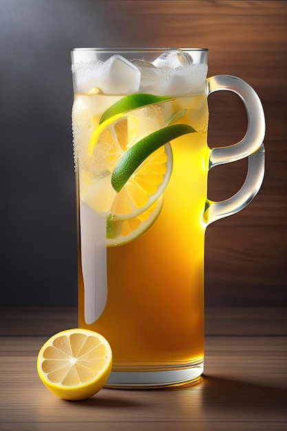 Ginger Ale com gelo e limão