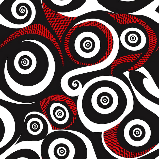 Ginger em espiral com motivos de bobina de Python e padrão de ícone desconstruído azulejos tinta de tatuagem artística sem costura