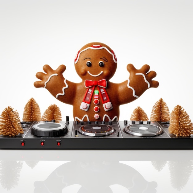 Gingerbeats El DJ Gingerbread Man haciendo melodías en un País de las Maravillas Blancas