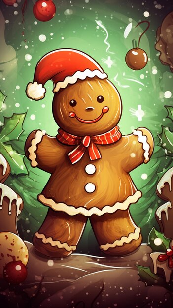 Foto gingerbread cookie personaje celebrando la navidad y las vacaciones de invierno