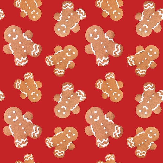 Gingerbread man christmas seamless pattern
