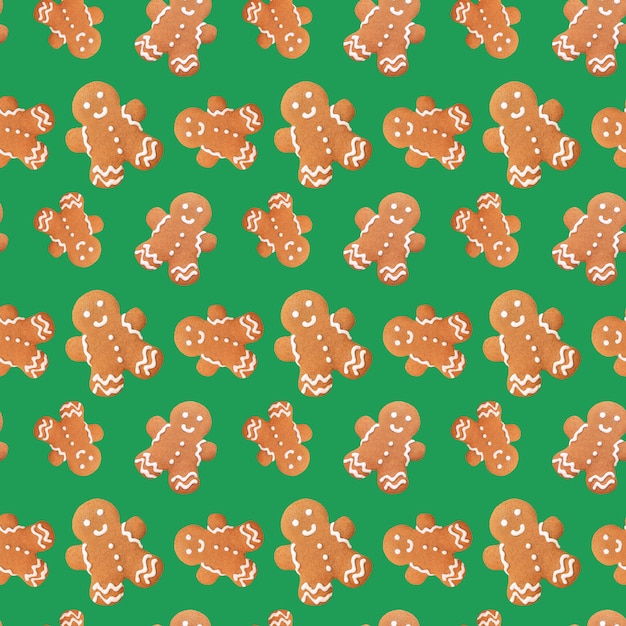 Gingerbread man christmas seamless pattern