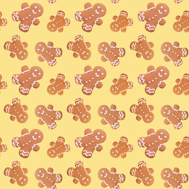 Gingerbread man christmas seamless pattern