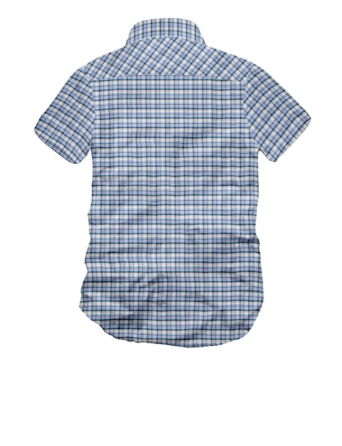 Gingham verifica camisa moderna com vista para trás